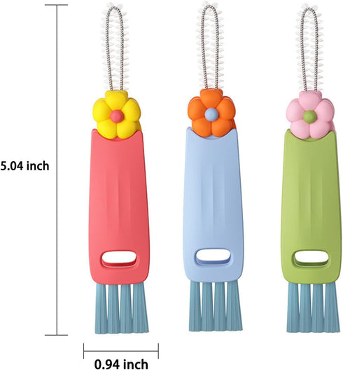 3 Pack Multifunctional Cup Lid Cleaning Brush, Water Bottle Cleaner & Crevice Brush for Tight Spaces