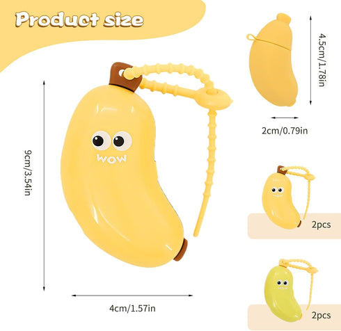 braxan 4 Pcs Banana Toothbrush Cover, Banana-Shaped Toothbrush Travel Case with Toothpaste Dispenser, Portable Brush