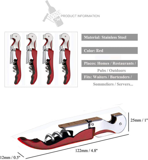Professional Waiter Corkscrew Wine Openers Set, 4 PCS, Heavy Duty Stainless Steel Hinges for Bartenders