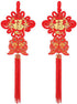 2 Pack Chinese Knot Tassel New Year Decoration, Traditional Red Lucky Pendant Ornaments for Home Decor