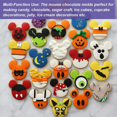 2 Pack Mouse Molds Silicone, 15 Cavity Cartoon Mouse Gummy Molds, Chocolate Molds Tray for DIY Baking Tool