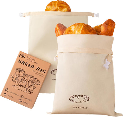 2-Pack Reusable Beeswax Bread Bags for Sourdough & Homemade Bread, Large 17x13