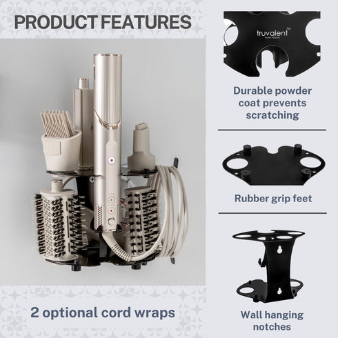 Blow Dryer Accessory Holder, Compatible with Shark FlexStyle, Wall Mounted or Countertop Organizer for Hair Dryer
