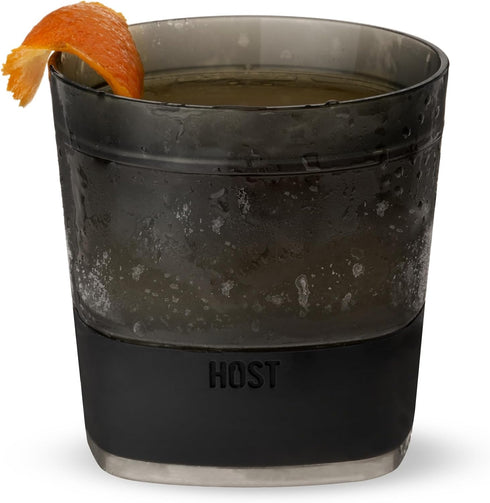 Host Freeze Cooling Cup - Old Fashioned Glass with Silicone Band for Bourbon, Scotch, Whiskey, Set of 1, Smoke