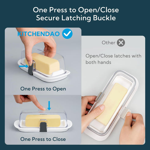 Countertop KITCHENDAO One-handed Airtight Butter Dish with Lid for and Refrigerator Door Shelf, Butter Holder with One