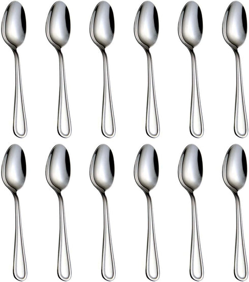 Teaspoons Set, 12pcs Stainless Steel 18/0 Tea Spoon, 6.29 Inches for Home, Kitchen, Restaurant, Silver