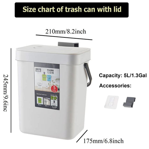 Mini Kitchen Trash Can with Lid, 5L/1.3 Odor Free Compost Bin, Small Countertop Trash Bin for Daily Cooking Scraps