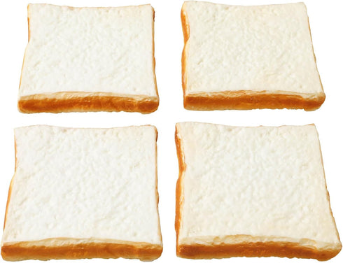 Joeabor 4 Artificial Bread Slice Set Fake White Sliced Bread Realistic Fake Food
