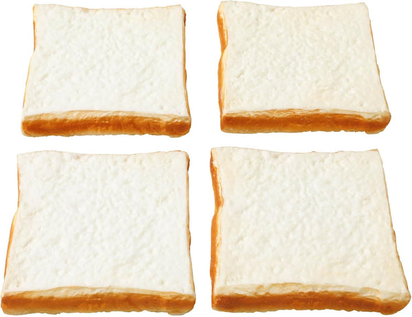 Joeabor 4 Artificial Bread Slice Set Fake White Sliced Bread Realistic Fake Food