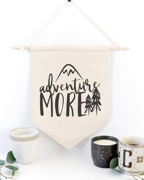 The Cotton & Canvas Co. Adventure More Hanging Wall Canvas Banner, Motivational Print and Home Decor
