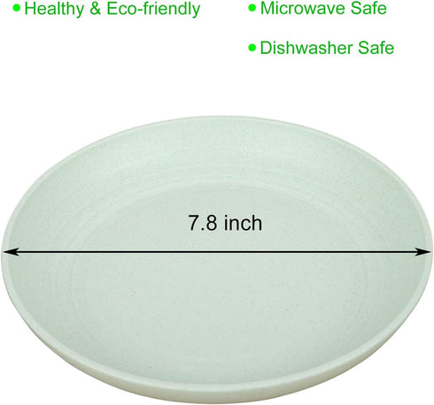 LuckyZone 7.8 Inches Unbreakable Wheat Straw Plates - Reusable Plate Set, Dishwasher & Microwave Safe