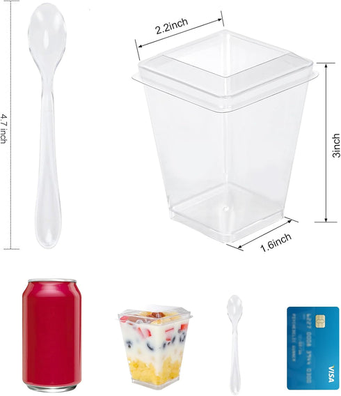 FIFWVGP 50 Pack 5 oz Plastic Dessert Cups With Lids and Spoons, Yogurt Parfait Appetizer Cups for Party, Mini Dessert
