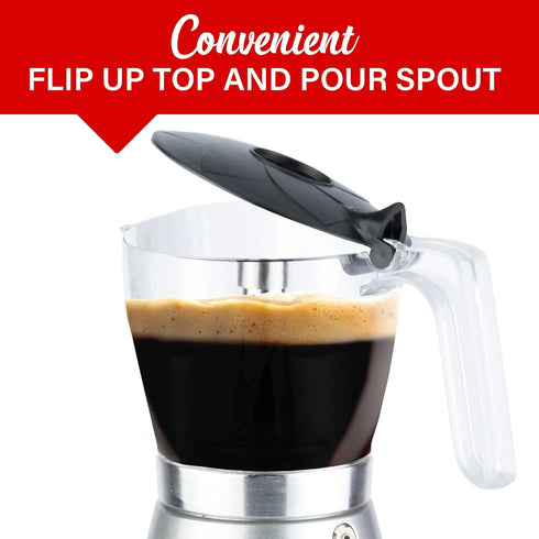 Brentwood TS-119S Electric Moka Pot Espresso Machine, 6 Servings, Silver