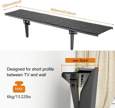 Bracwiser 24 inch No Drill TV Top Shelf Wide Monitor Top Mounting Bracket Platform Holds Speaker, AV Receiver, Media