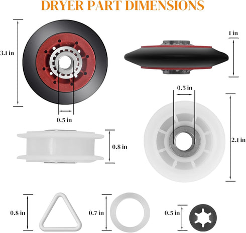 Compatible Dryer Repair Kit for Maytag MEDX550XW0 Whirlpool WED70HEBW0 Maytag MGD5801TW0 Whirlpool WED8500DW2 Dryers L
