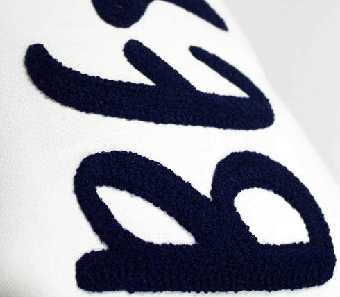 Nautical Style Embroidered Beach Throw Pillow Cover, White, 20" x 12"