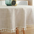 60 Inch, meioro Linen Round Tablecloth, Fabric Circle Table Cloth with Tassels, Washable Wrinkle Free Table Cover Boho