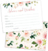 Set of 50 Double Sided Floral Advice and Wishes Cards for Bridal Shower, Baby Shower, Wedding, Graduation, and
