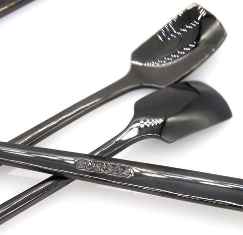 6 PCs Stainless Steel Mixing Spoon, Black Finish, 6-1/32 Inch Stirrer Spoon for Coffee, Ice Tea