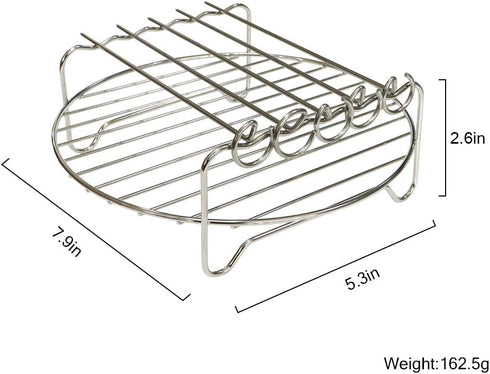 Air Fryer Double Layer Rack - Multi-purpose Accessories Fits Most 4.2QT or Above (8in, 5pins)
