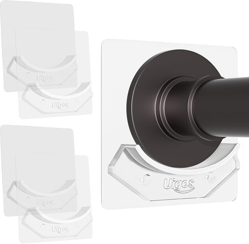 Shower Curtain Rod Holder, Easy Installation No Drilling Required, Transparent Wall Mount Rod Retainer (4 Pieces)