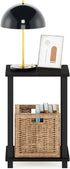 2-Tier Furinno Simplistic Side Table, Small End Table with Open Shelf, Easy Assembly Toolless Night Stand, Nightstand