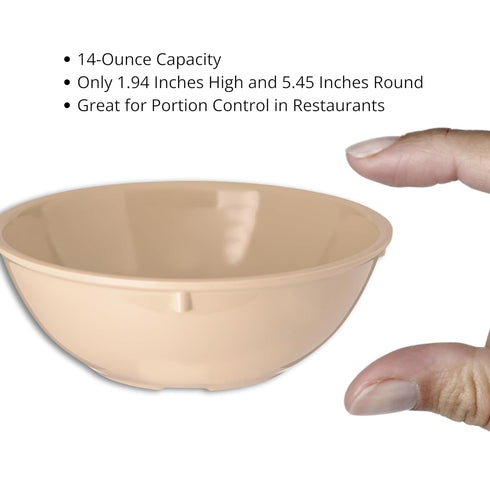 Carlisle FoodService Products Dallas Ware Plastic Snack Bowl, Melamine, 14 Ounces, Tan