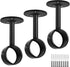 TOKPLNU Ceiling Curtain Rod Brackets, Heavy Duty Stainless Steel Holders, 3 Pack Black Rod Bracket Support