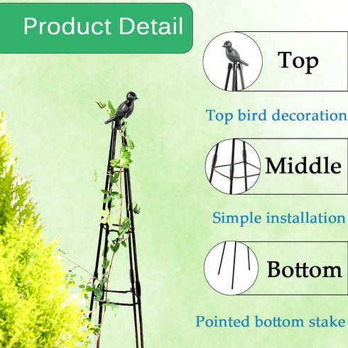 47" Indoor-2 Pack Garden Trellis, Plant Trellis for Potted Plants Flowers Vegetables and Vines,Tomato Cage Tower,Garden