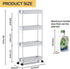 SPACEKEEPER Slim Rolling Storage Cart - 4 Tier Bathroom Organizer Mobile Shelving Unit for Kitchen, Laundry, Gray