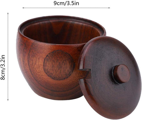 Solid Wood Jar Seasoning Pot with Spoon and Lid for Kitchen Storage Organizer