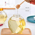 DongAi 2 Dispenser380ml, Kitchen(12 Pieces of Crystal Shaped Glass Honey Jar, Wooden Lid With Dipper, Glass Honey