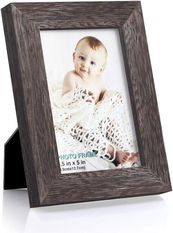 RPJC 3.5x5 inch Picture Frame - Solid Wood High Definition Glass for Table Top Display and Wall Mounting