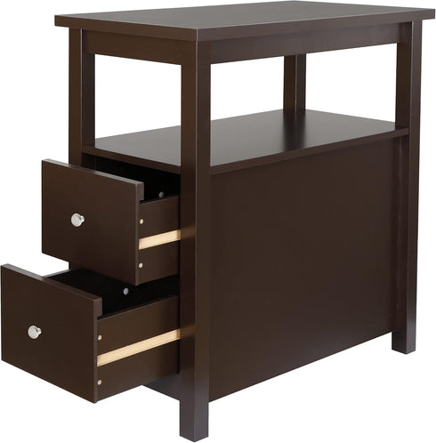 ZENY Narrow End Table Side Table with Drawer and Open Shelf Sofa Table for Living Room Bedroom, Small Table