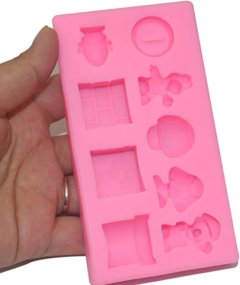 9-Cavity Silicone Cartoon Fondant Mold for Cake Decorating, Candy Making, and Resin Crafts - Chocolate and Gum Paste