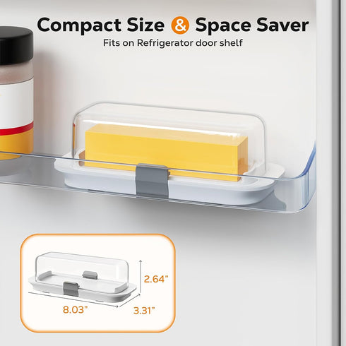Countertop Pisol Butter Dish with Lid for and Refrigerator Door Shelf, Airtight Butter Keeper Container, Butter Holder