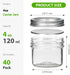 40 Pack 4 oz EkkoVla Glass Jars with Lids and Bands, Regular Mouth Mini Mason Jar, Canning Jars for Honey, Jam, Jelly