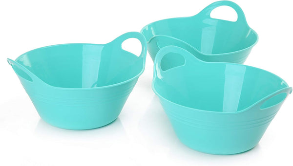 Mintra Home Plastic Bowls with Handles (970ml Small 3pk, Teal)