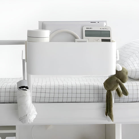 11 Lbs 5 Bedside Organzier Caddy Hanging, Plastic Bunk Bed Shelf with Hooks, Large Storage Holder for Dorm Room Bed