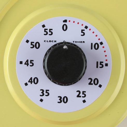 Lily's Home Retro Kitchen Wall Clock with Thermometer and 60-Minute Timer, Yellow (9.5 in x 13.3 in)