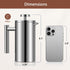 French Press Coffee Maker, 34oz Double-Wall Insulated Stainless Steel, 1L, Includes 2 Extra Screens and 1 Coffee Spoon