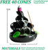 Cute Ceramic Backflow Incense Holder, Waterfall Incense Burner with 48 Incense Cones and 30 Sticks