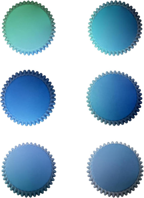 qiqee 300PCS Standard Gradient Cupcake Liners Cupcake Cups 6 Designs Blue Gradient Cupcake Papers Baking Cups Cupcake Wrappers (Medium Size) by qiqee