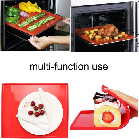 YUANAIYI Swiss Roll Cake Mat, Flexible Nonstick Silicone Sheet Baking Tray for Pastry, Pizza, Cookies (Set of 2)