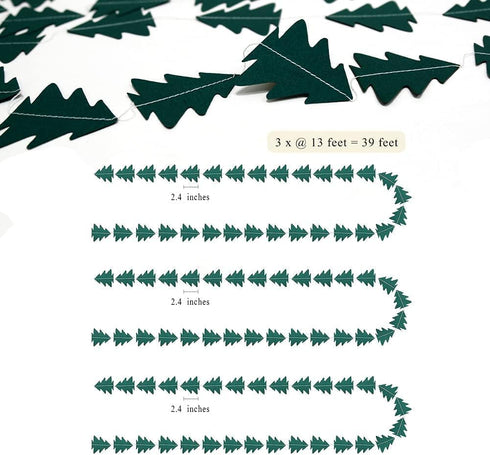 Cheerland Christmas Tree Garland, Camping Decorations for Woodland Theme Party, Dark Green