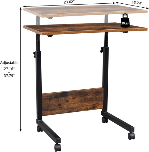Henf Mobile Sofa Side Table Rolling Bed Table Snack Table, Height Adjustable Portable Laptop Computer Stand Desks