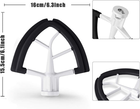 Flex Edge Beater for KitchenAid Mixer Attachment Compatible with Tilt-Head Stand Mixer Bowls 4.5-5 Quart, Black