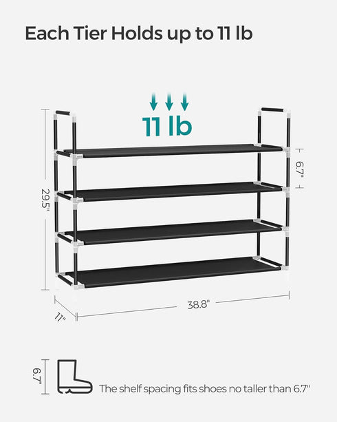4-Tier Closet, ULSH054B01 SONGMICS Shoe Rack, Shoe Storage for Hallway Slim and Space-Saving, Metal Frame, Non-Woven
