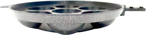 Non Stick Appam Pan, 7 Cavity Aluminium Paniyaram Pan with Stainless Steel Lid, Ebelskiver Patra Appachatty Egg Maker