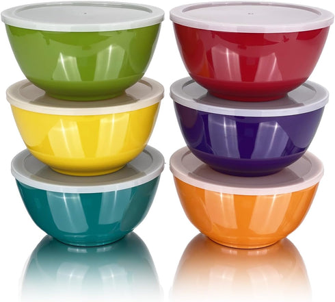 Set of 6 100% Melamine 28oz Salad Bowls, 6 inch Round Dinnerware for Home Dinner Party or Picnic, Break-resistant